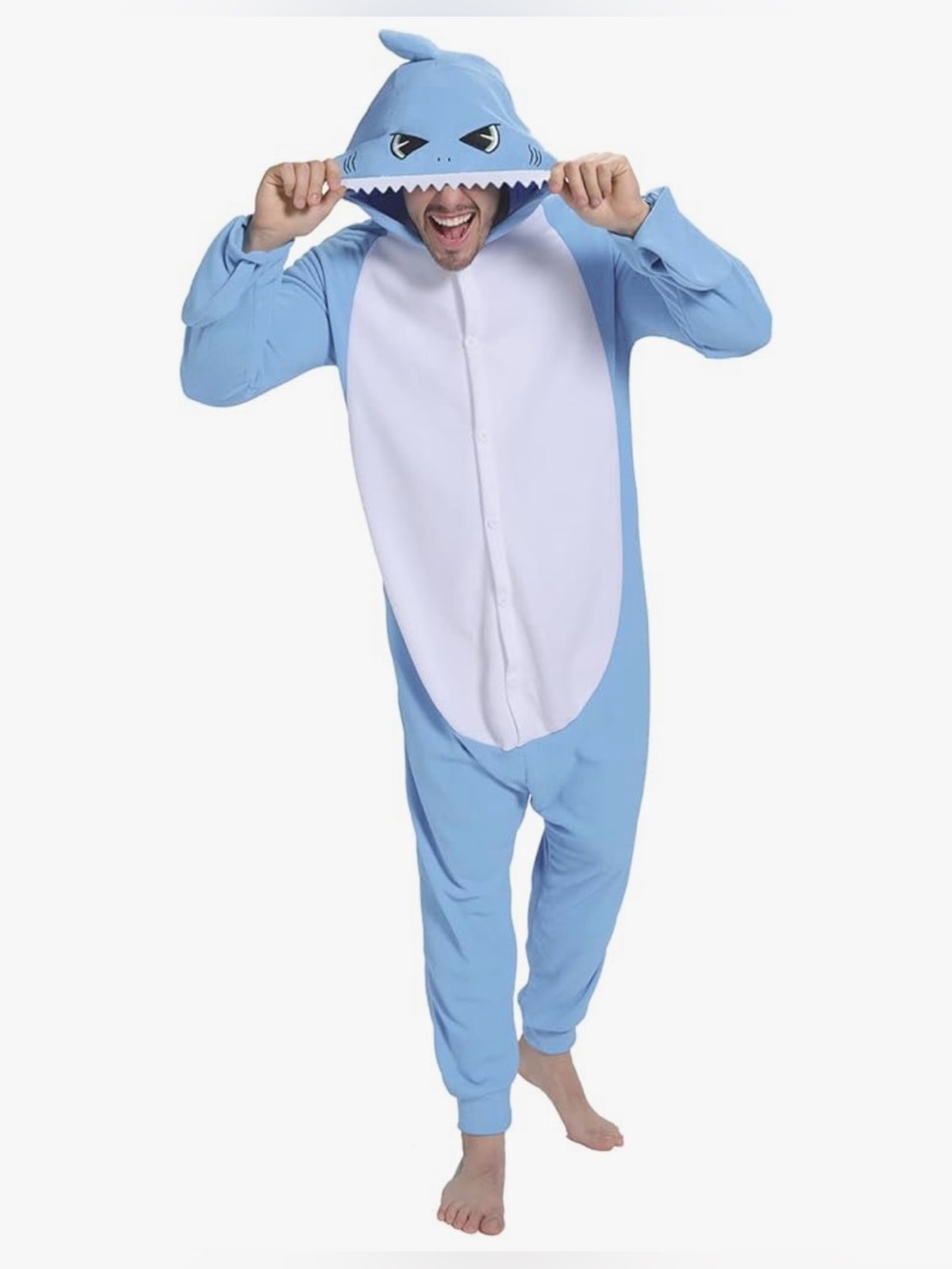 New Light Blue Shark Onesie with Hood